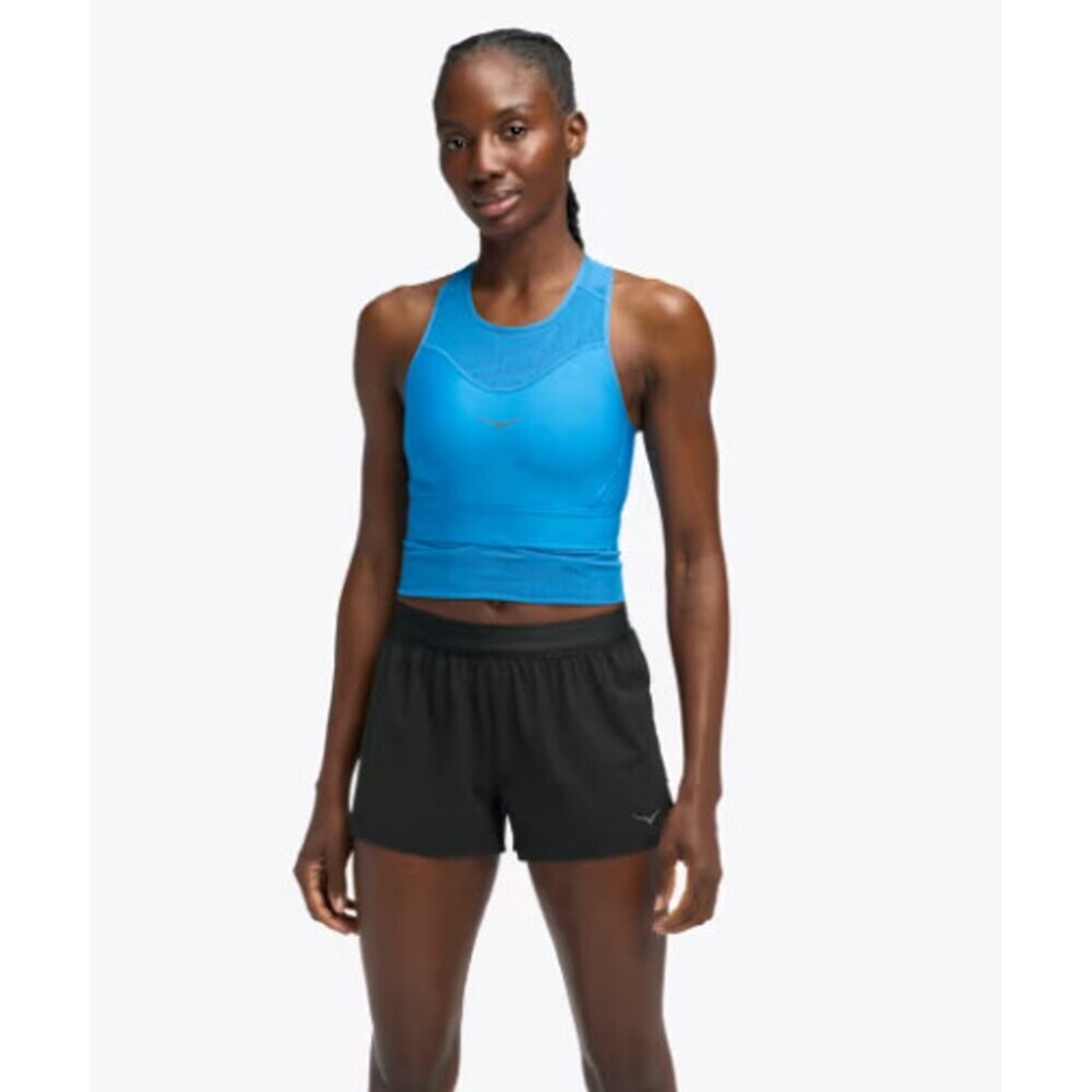 Hoka Race Day Bra Women's XS 32A Cropped Sports Top Pockets Blue Athletic Sporty